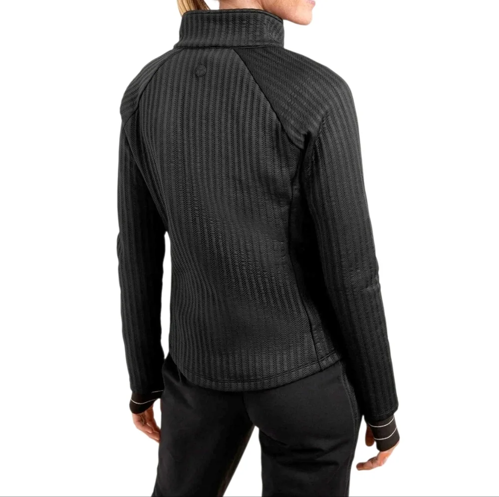 T By Talbots Textured Jacquard Jacket Black Full-Zip Pockets NEW